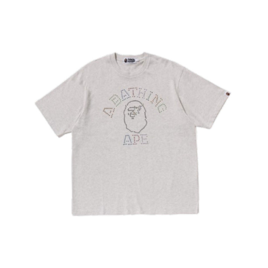 베이프 라인스톤 콜리지 릴렉스 핏 티셔츠 2컬러 1L80109313