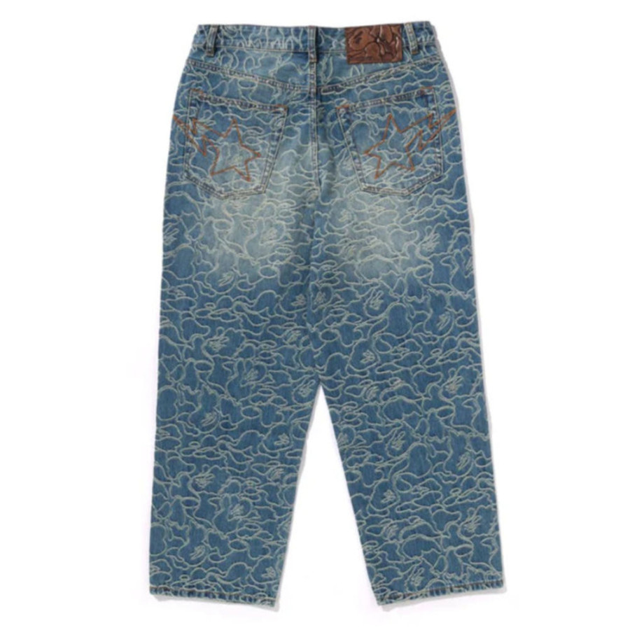 베이프 라인 카모 자카드 원포인트 릴렉스핏 13OZ 데님 팬츠 2컬러 1L30150302