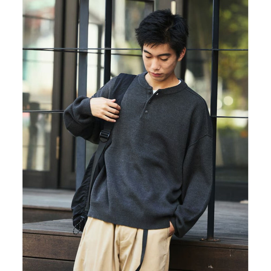 프릭스스토어 릴랙스핏 카타에키 링킹 헨리넥 니트 5컬러 1230248900181