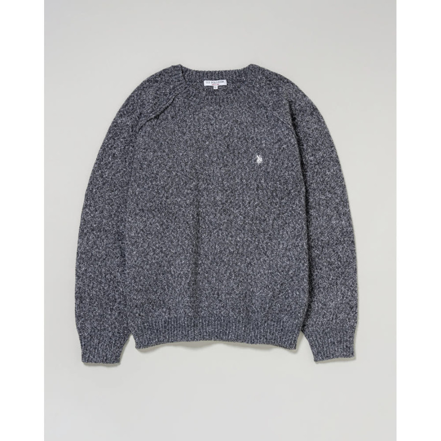 U.S. POLO ASSN. 유에스폴로에센 크루 라글란 니트 더블 호스맨 자수 6컬러 PLM53404
