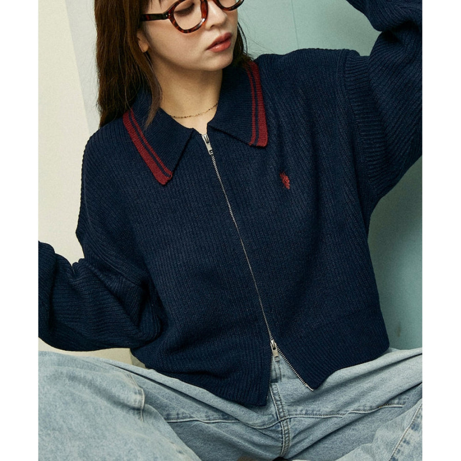 U.S. POLO ASSN. 유에스폴로에센 PUBLUX 카라 라인 포인트 드라이버즈 니트 4컬러 3234291600003