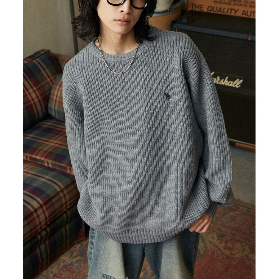 U.S. POLO ASSN. 유에스폴로에센 PUBLUX 별주 자수 아제 편직 라운드넥 니트 4컬러 3130291600006