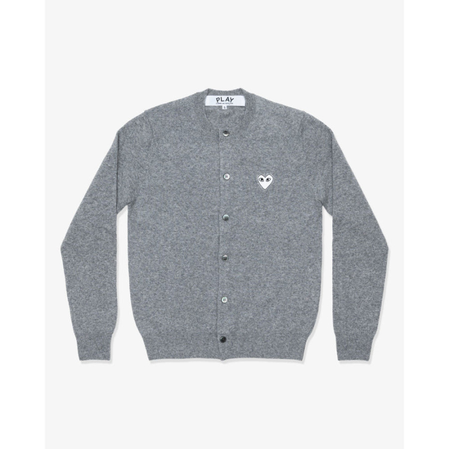 꼼데가르송 PLAY CDG 가디건 화이트와펜 라운드넥 남녀공용 3컬러 AX-N065-051