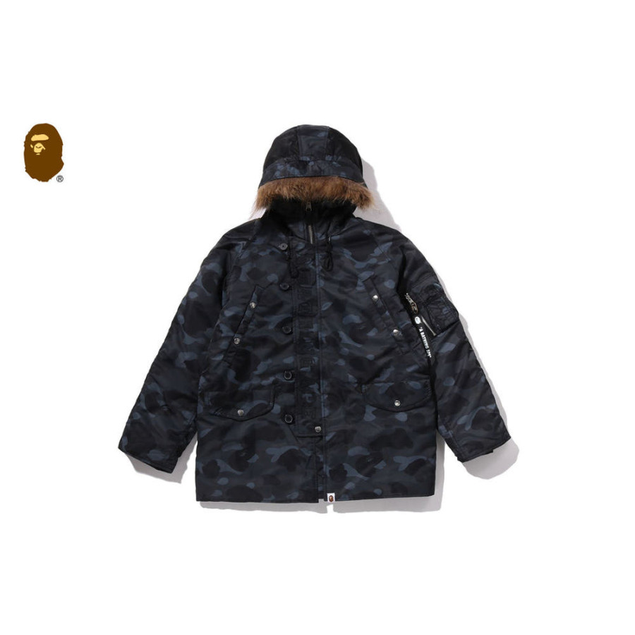 베이프 컬러 카모 N-3B 패딩 자켓 블랙 1L80141311