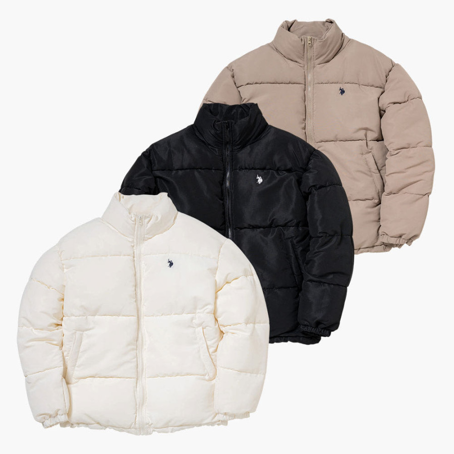U.S. POLO ASSN. 유에스폴로에센 스탠드 집업 패딩 자켓 더블 호스맨 자수 3컬러 PLM53809
