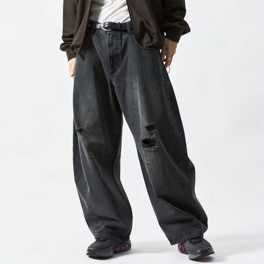 프릭스스토어 와이드 실루엣 커브 데미지 가공 데님 팬츠 4컬러 1043248901194