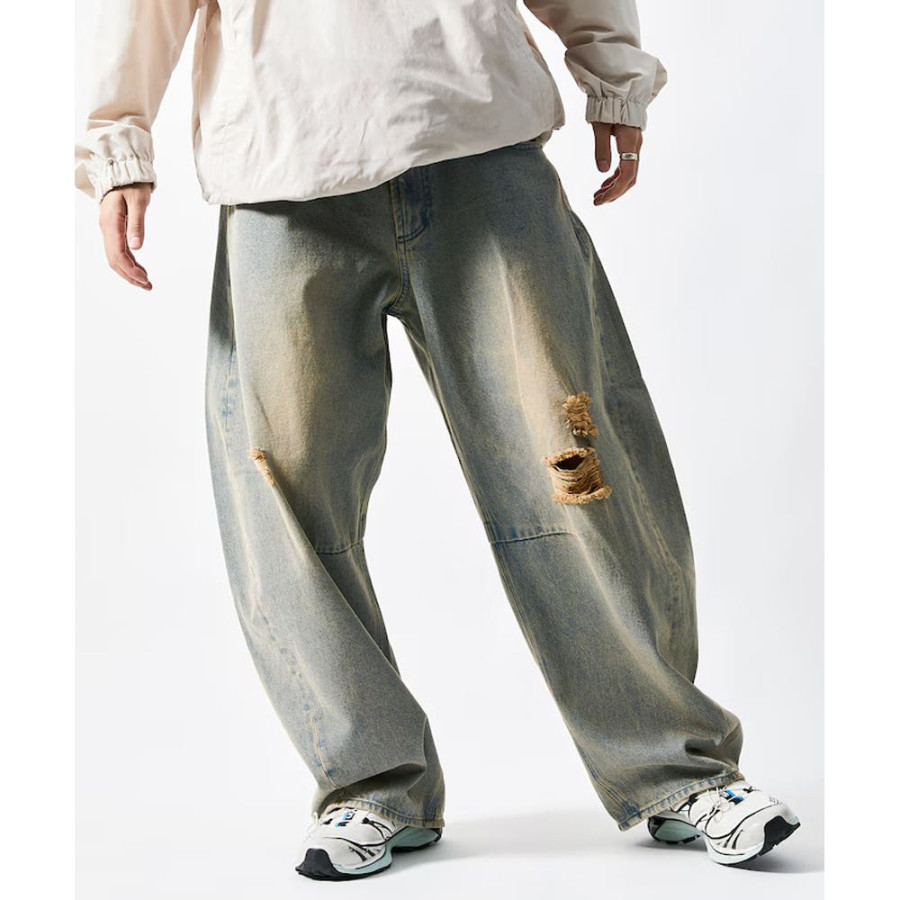 프릭스스토어 와이드 실루엣 커브 데미지 가공 데님 팬츠 4컬러 1043248901194