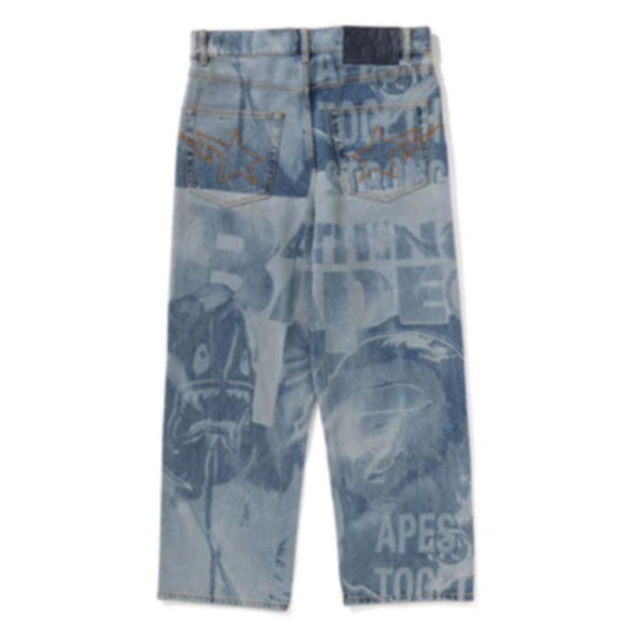 베이프 오버롤 레이저 데님 릴렉스핏 13OZ 데님 팬츠 라이트인디고 1L80150303