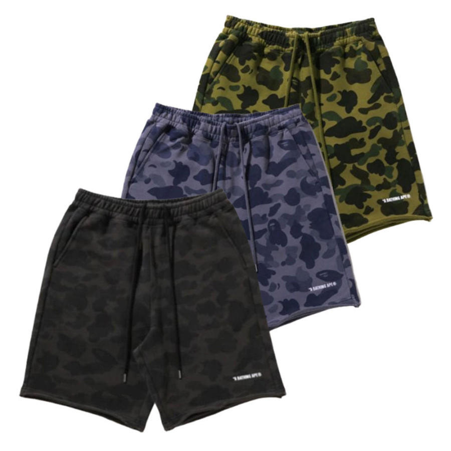 베이프 1ST 카모 해비 워시드 릴렉스핏 스웻 숏 팬츠 3컬러 1L30153323