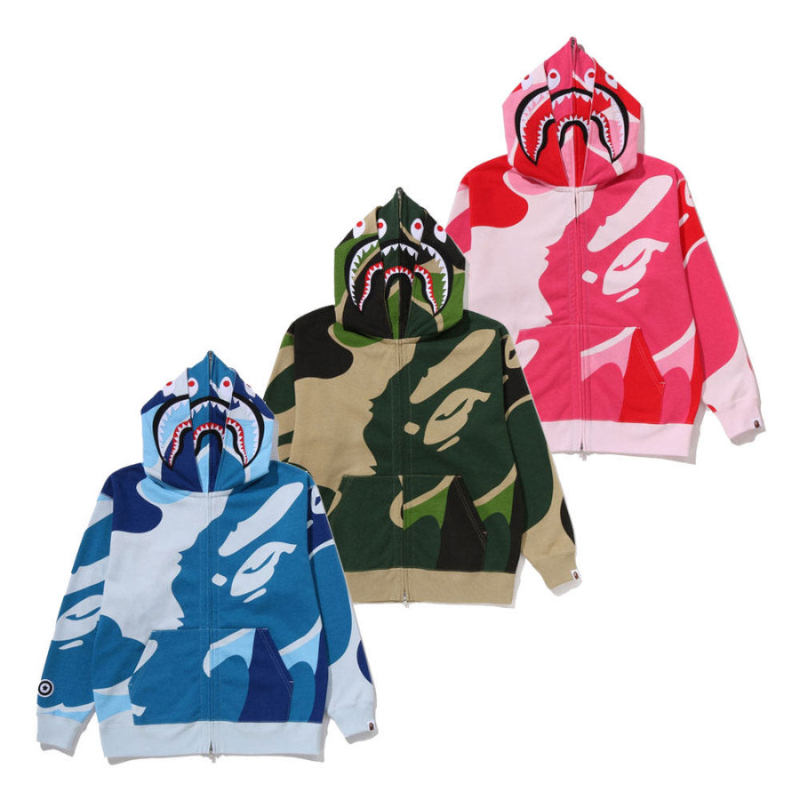 베이프 메가 ABC 카모 더블 샤크 릴랙스 핏 풀 후드 집업 3컬러 1L80115306