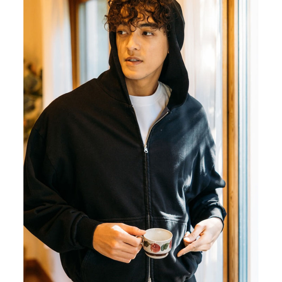 퍼스트핸드 배색 릴랙스 핏 더블 페이스 집업 후디 3컬러 3324234400001