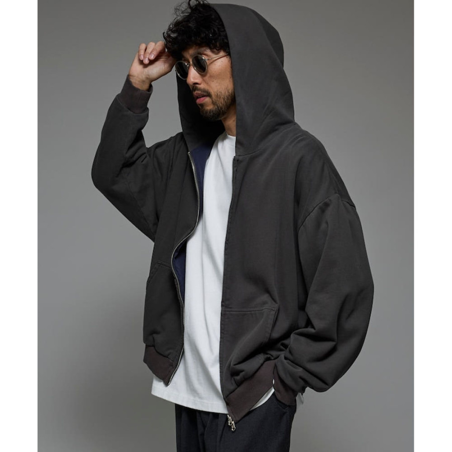 퍼스트핸드 배색 릴랙스 핏 더블 페이스 집업 후디 3컬러 3324234400001