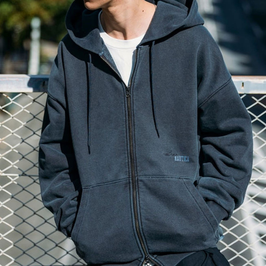 프릭스스토어 노티카 피그먼트 워싱 히든 로고 스웨트 더블 지퍼 후드집업 3컬러 1024207500018