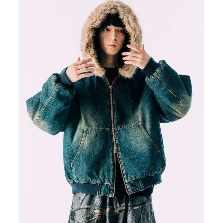 프릭스스토어 페이크퍼 후드 집업 블루종 3컬러 1053248900601