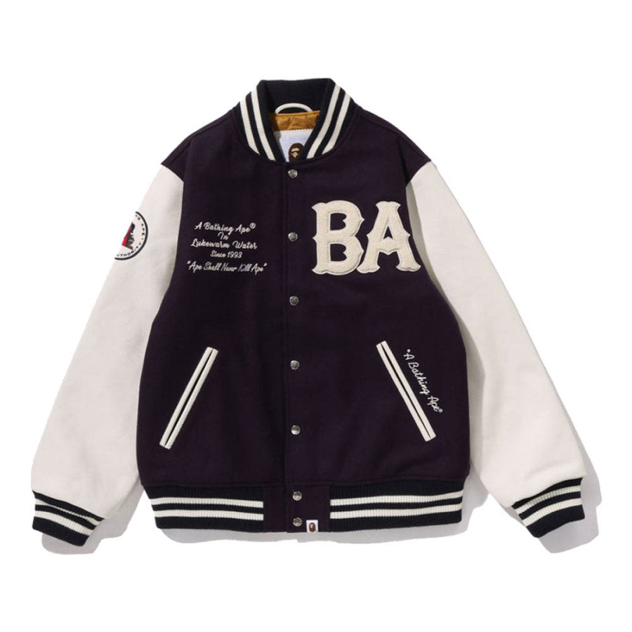 베이프 A BATHING 에이프 바시티 자켓 퍼플 1L80141004