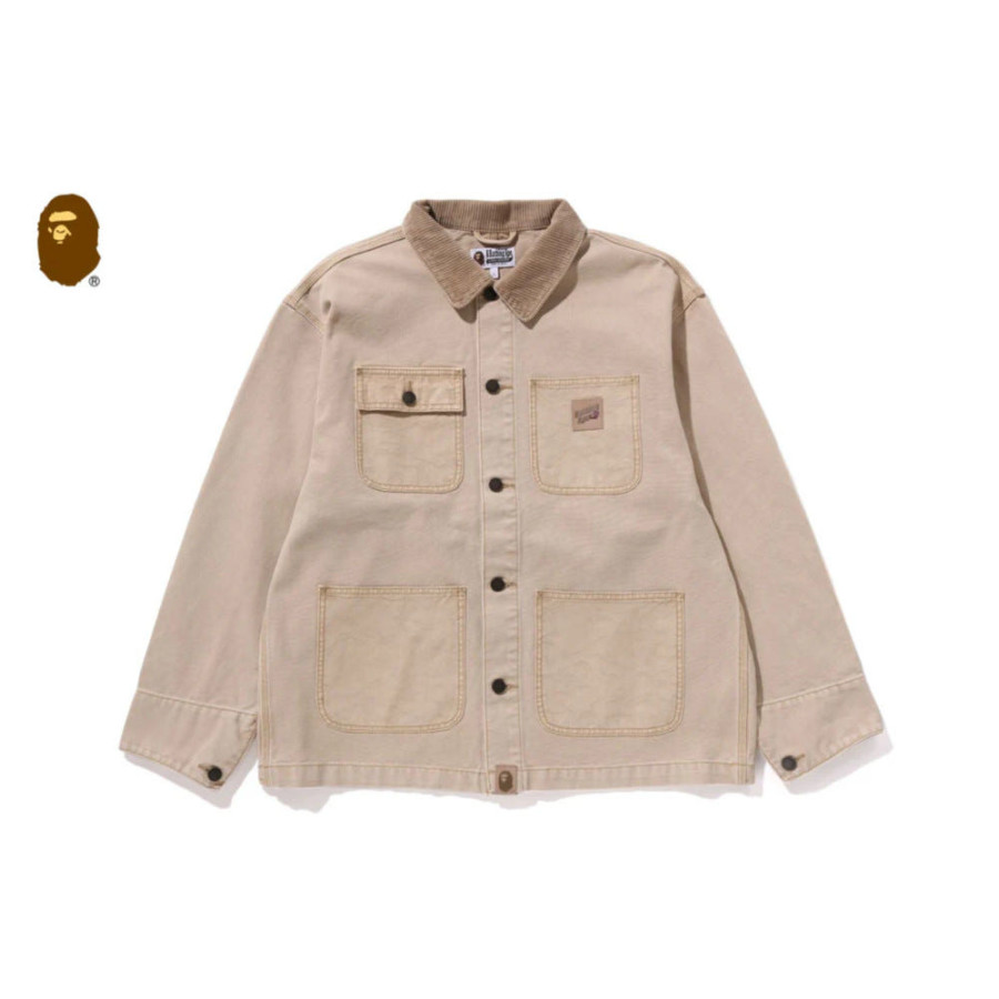 베이프 라인 카모 자카드 패치 포켓 가먼트 다이 워크자켓 2컬러 1L30140308