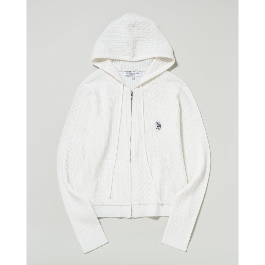 U.S. POLO ASSN. 유에스폴로에센 더블 호스맨 자수 케이블 지퍼 후드 집업 3컬러 PLL53469