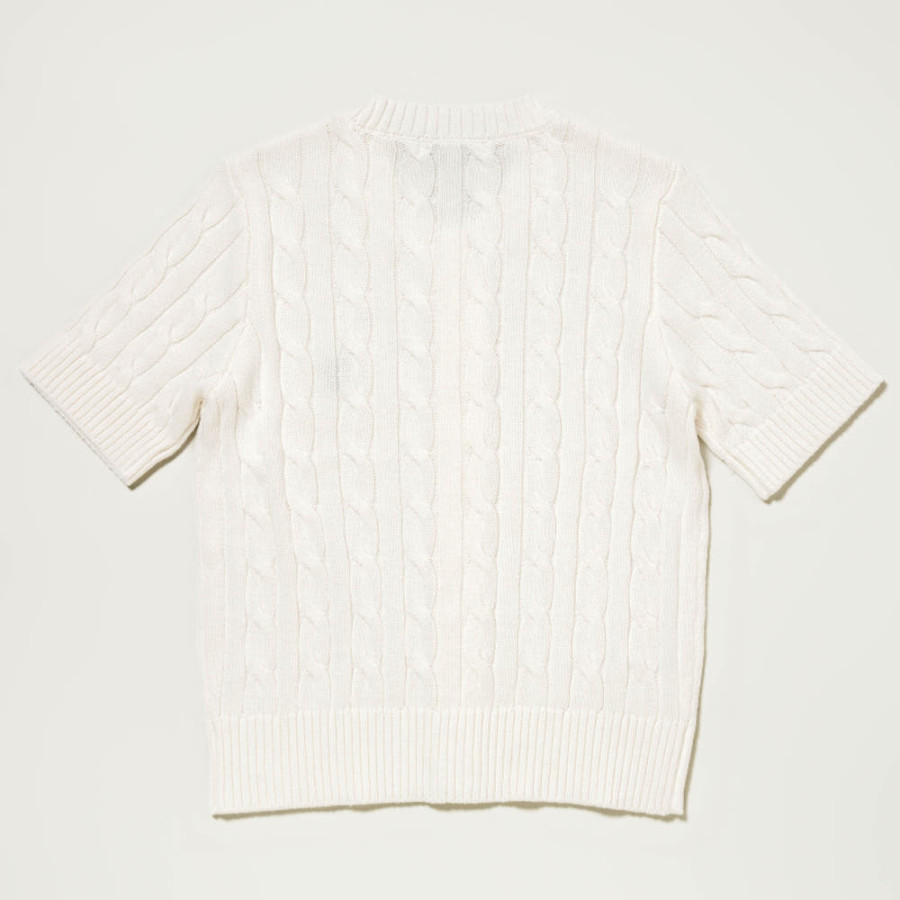 U.S. POLO ASSN. 유에스폴로에센 케이블 니트 더블홀스맨 자수 반팔 가디건 3컬러 PLL52415