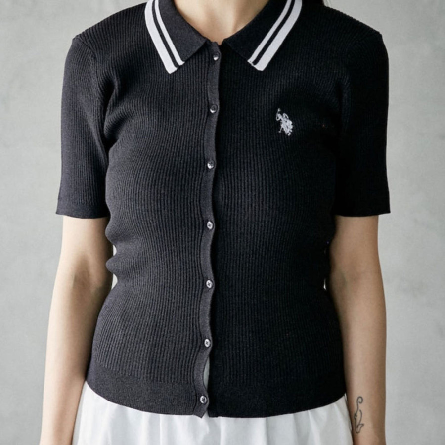 퍼블럭스 U.S. POLO ASSN. 유에스폴로에센 별주 칼라 배색 서머 니트 폴로 가디건 4컬러 3234291600002