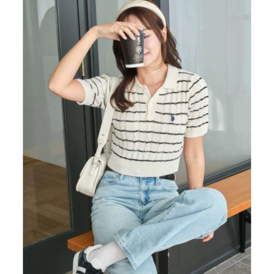 U.S. POLO ASSN. 유에스폴로에센 별주 케이블 니트 폴로 3컬러 91617253 MC25SS02-L0002