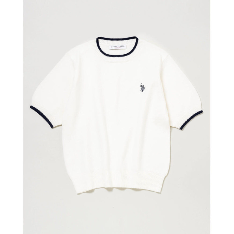 U.S. POLO ASSN. 유에스폴로에센 반팔 니트 풀오버 더블 홀스맨 자수 4컬러 PLL51405