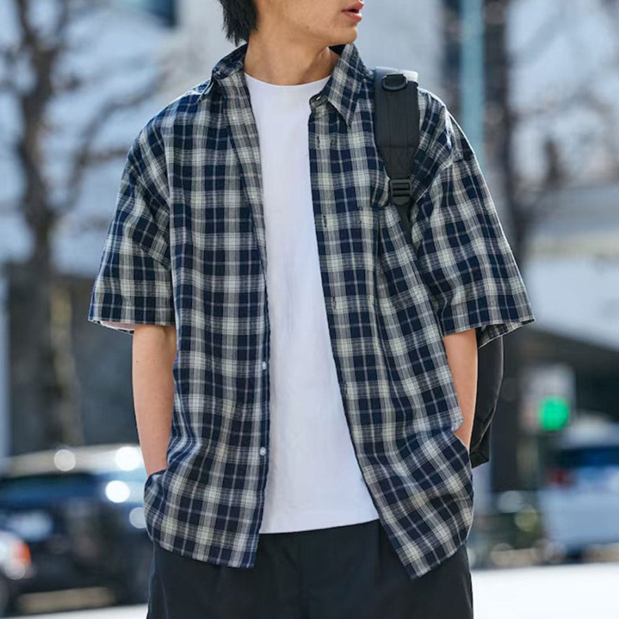 프릭스스토어 릴랙스핏 레귤러 카라 시어 사커 반소매 셔츠 5컬러 1205248900152