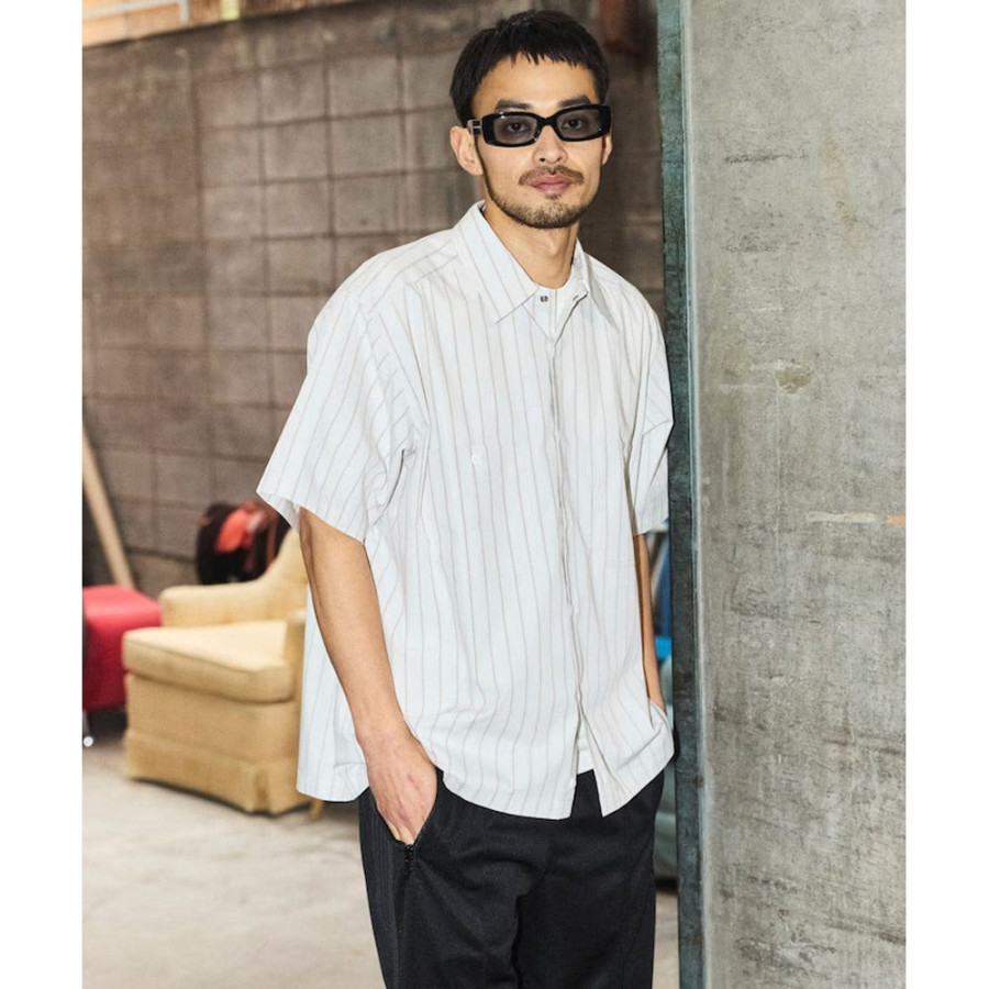 프릭스스토어 레드캡 별주 브로드 레지먼트 스트라이프 크롭 기장 워크셔츠 3컬러 1006311600011