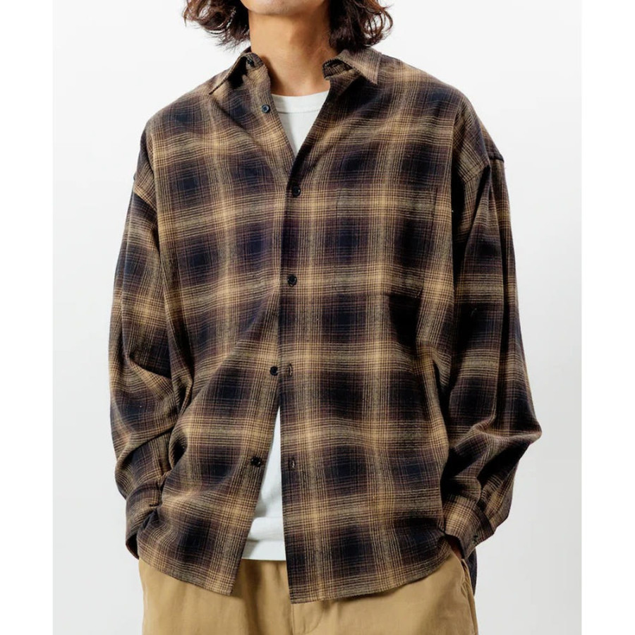 프릭스스토어 릴랙스핏 옴브레체크 넬 셔츠 5컬러 1201248900279