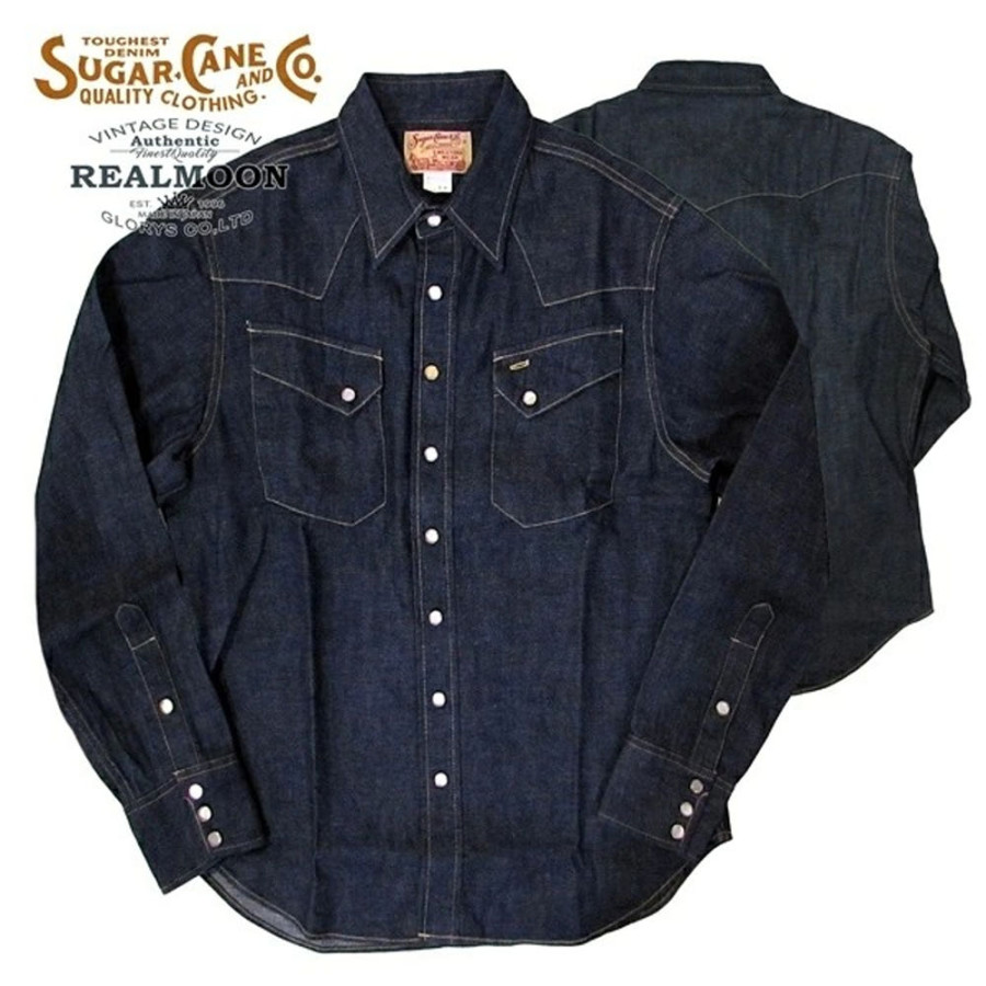 슈가케인 블루 데님 L/S 웨스턴 셔츠 원워시 네이비 SC28190