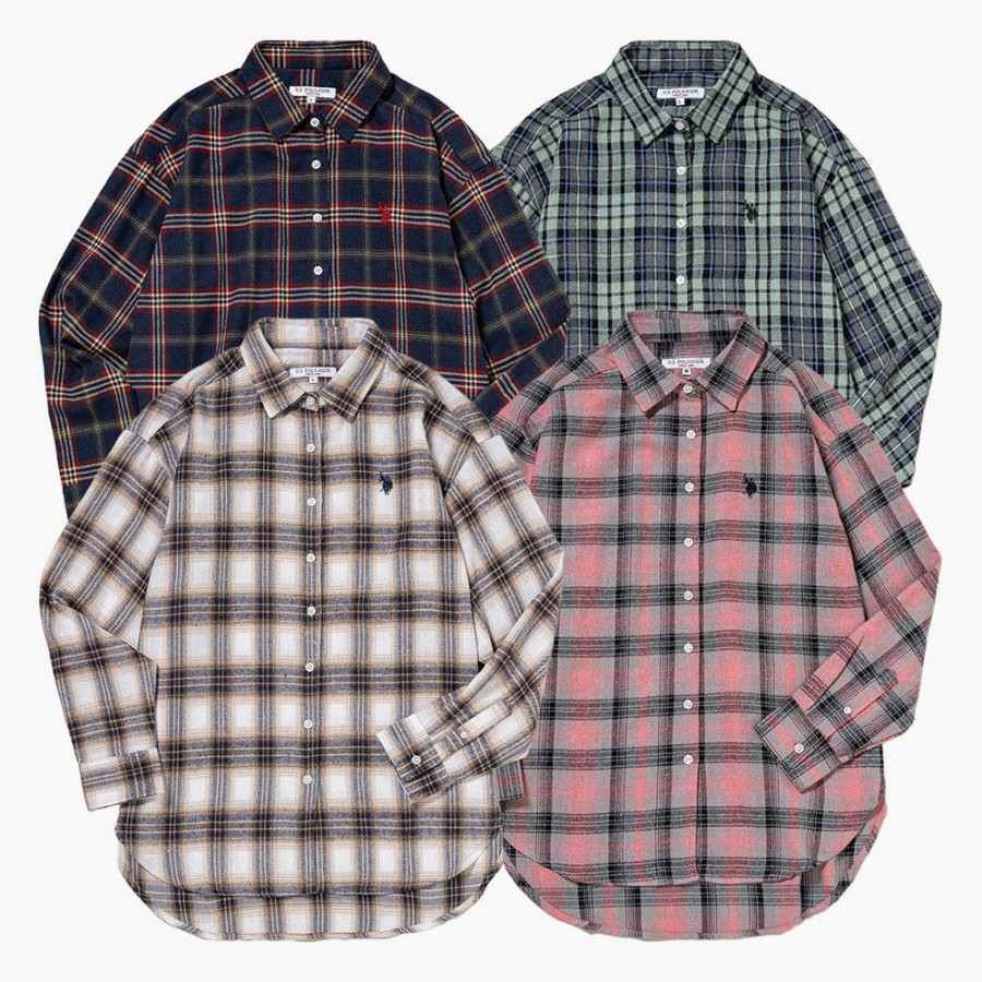U.S. POLO ASSN. 유에스폴로에센 레귤러 컬러 체크 셔츠 더블 호스맨 자수 4컬러 PLL53702