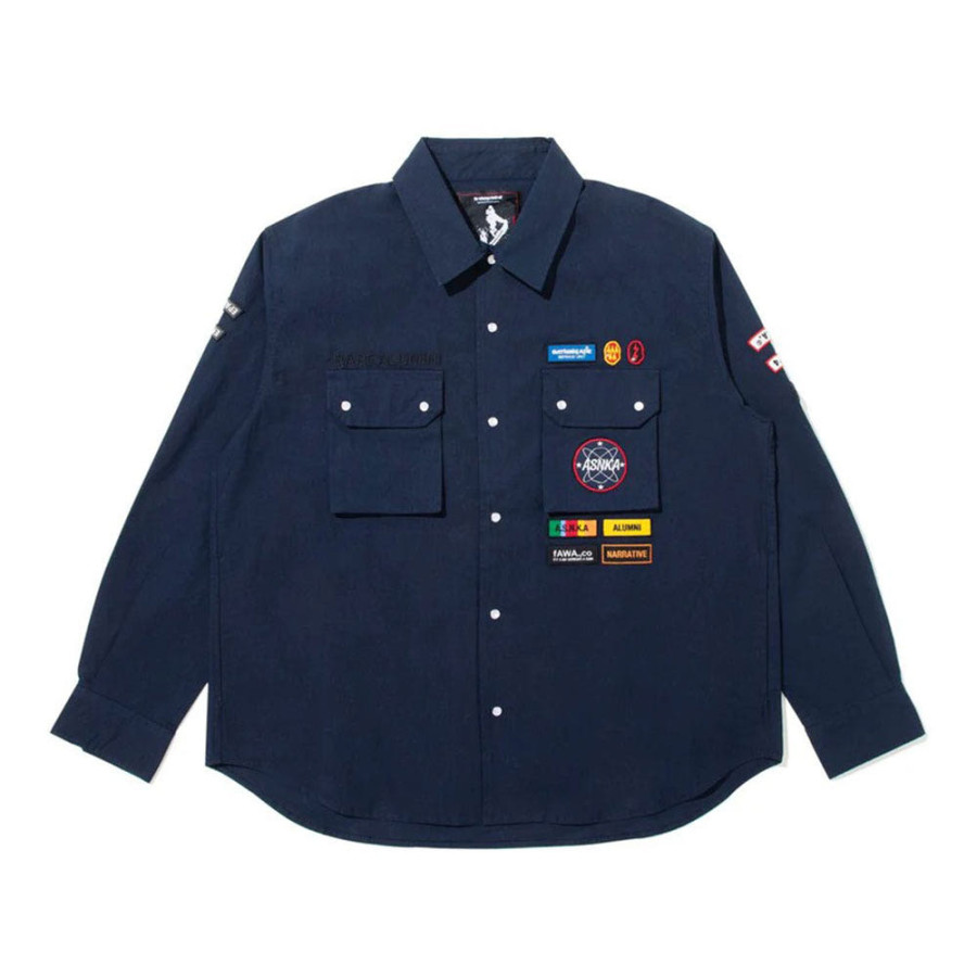 베이프 BY 쿠라이시 카즈키 멀티 패치 밀리터리 LS 셔츠 올리브 드라브 1L83131901