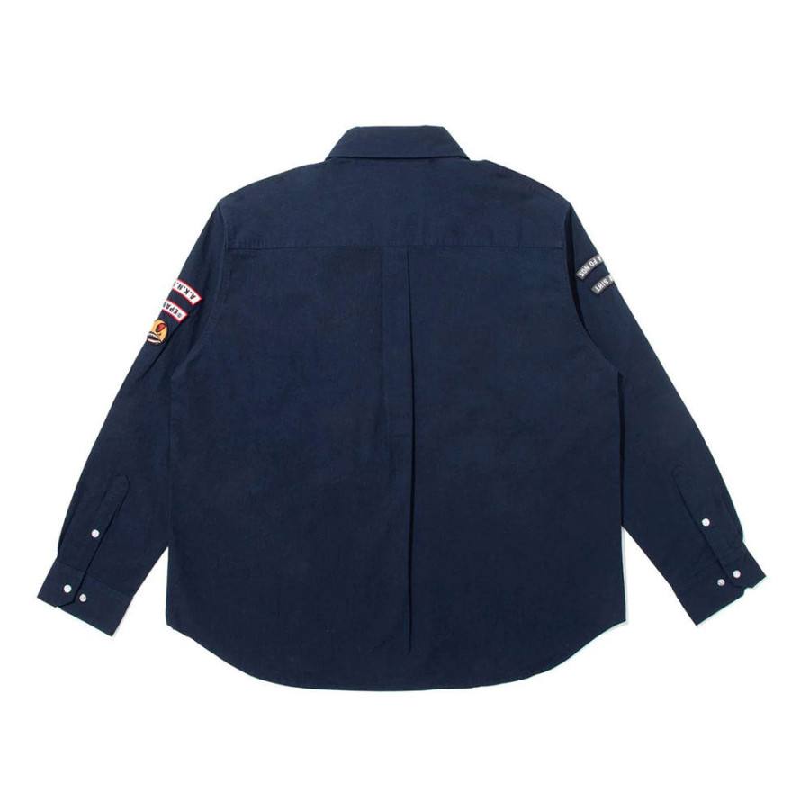 베이프 BY 쿠라이시 카즈키 멀티 패치 밀리터리 LS 셔츠 올리브 드라브 1L83131901