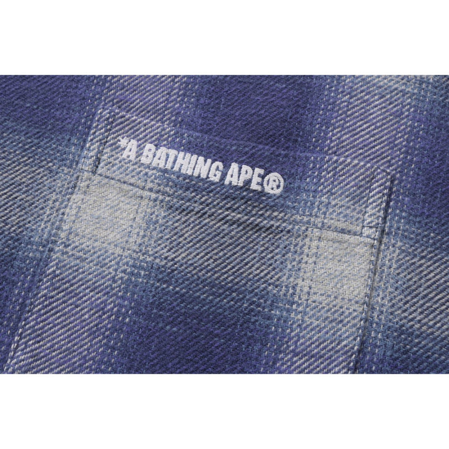 베이프 로고 옴브레 체크 플란넬 롱슬리브 셔츠 3컬러 1L80131308