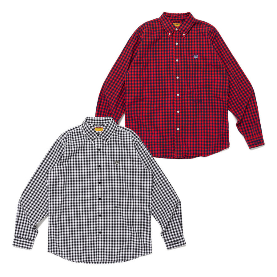 휴먼메이드 깅엄 체크 뱃지 셔츠 2컬러 HM30SH007