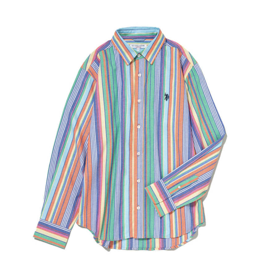 U.S. POLO ASSN. 유에스폴로에센 더블 호스맨 자수 레귤러 컬러 멀티 스트라이프 셔츠 PLM53710