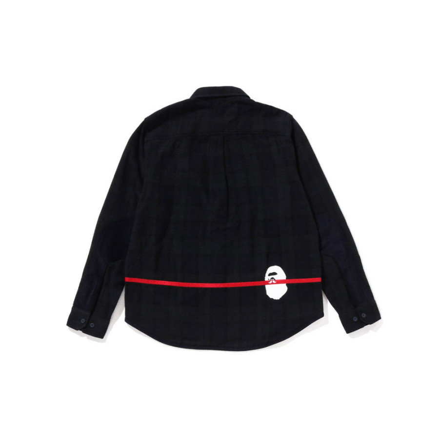 베이프 체크 플란넬 셔츠 네이비 7L70131308