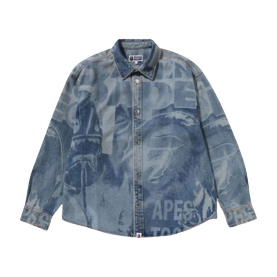 베이프 오버롤 레이저 데님 LS 셔츠 라이트인디고 1L80131303