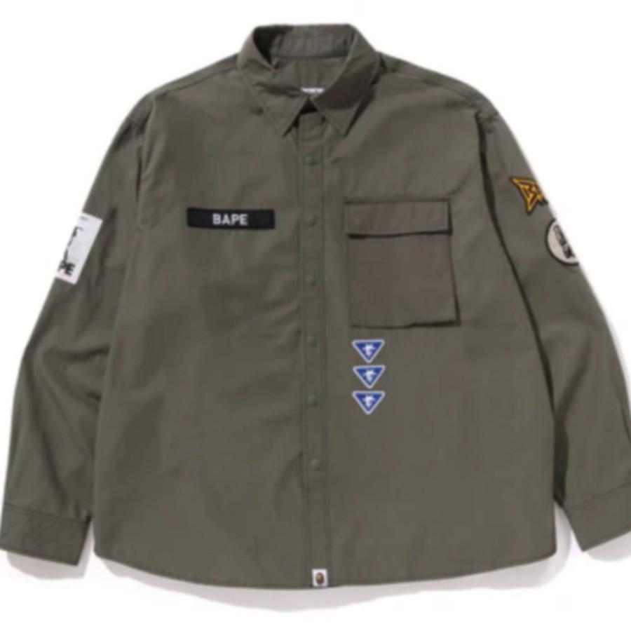 베이프 베싱 에이프 로고 밀리터리 LS 셔츠 2컬러 1L80131301