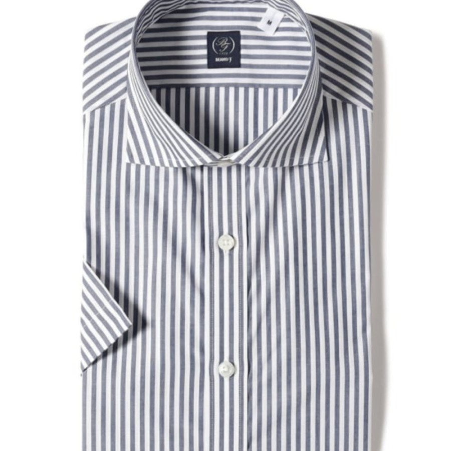 빔즈 런던 스트라이프 숏슬리브 커터웨이 카라 셔츠 2컬러 21-01-0143-931