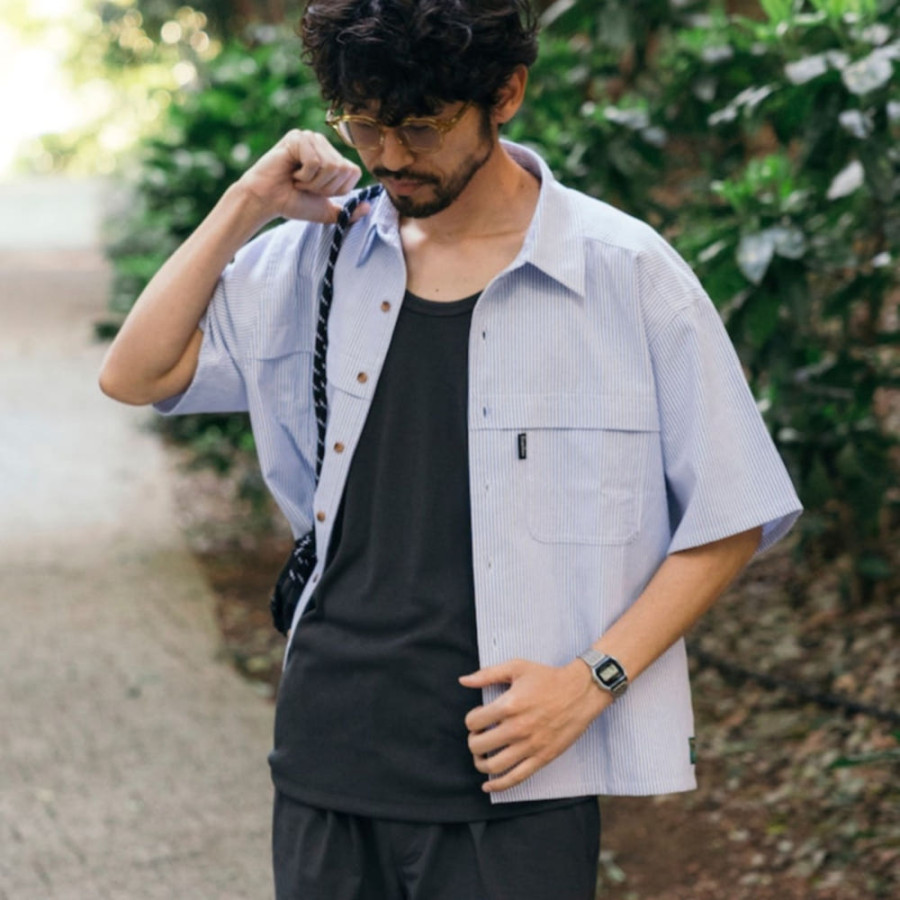 프릭스스토어 별주 폭스파이어 옥스포드 피싱 숏포켓 반팔 셔츠 3컬러 1005408400004