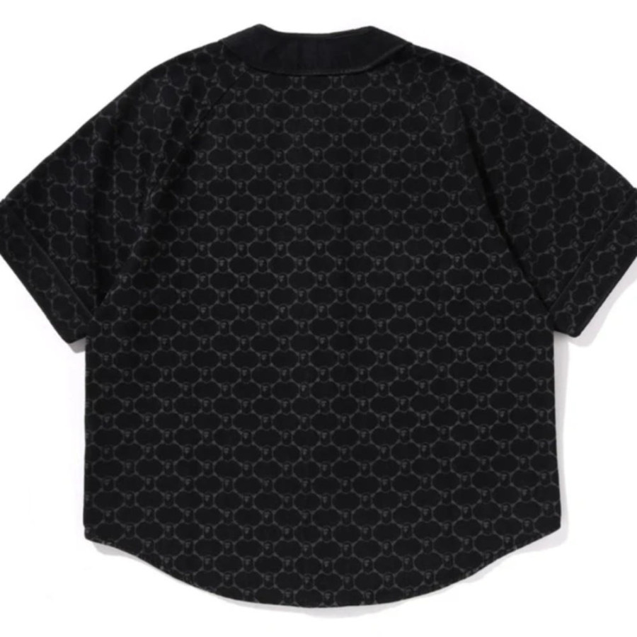 베이프 칼리지 모노그램 베이스볼 SS 데님 셔츠 2컬러 1L30132304