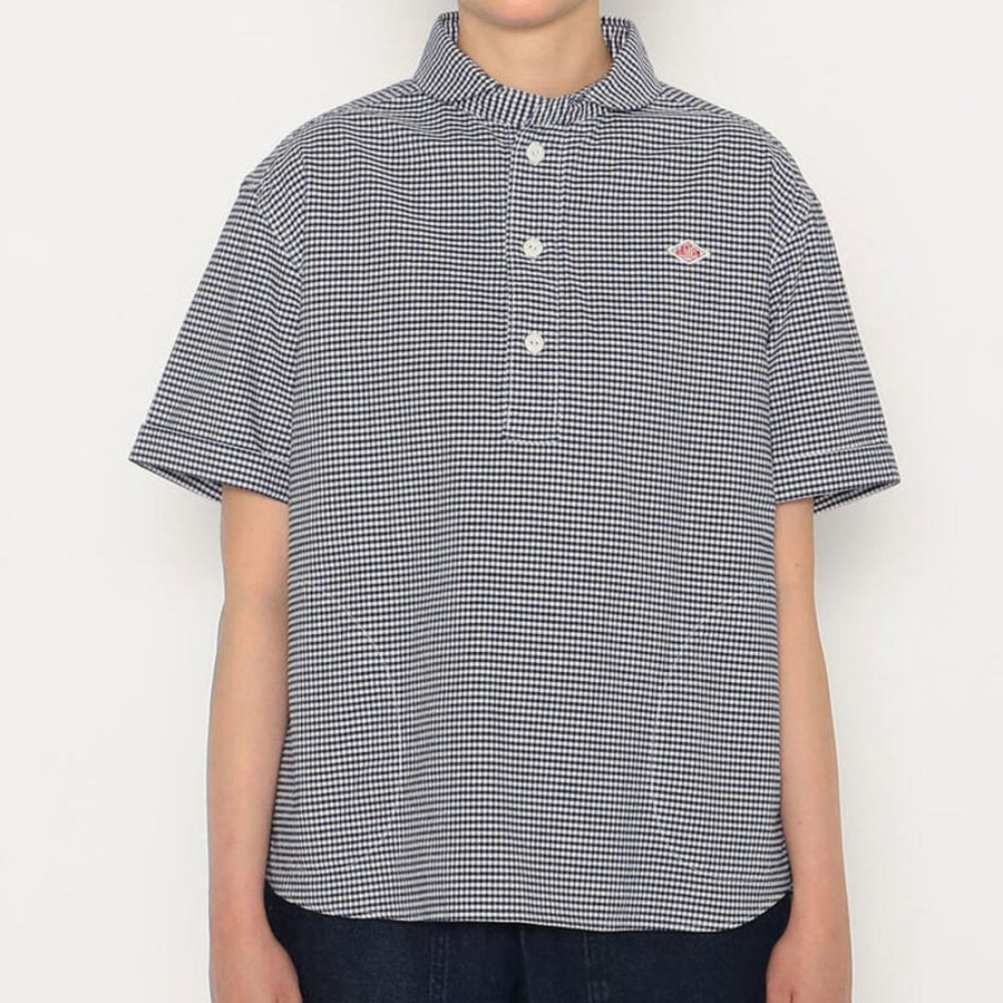 단톤 여성 옥스퍼드 라운드 카라 풀오버 패턴 반팔 셔츠 2컬러 DT-B0283 OXP DNB251L104-0006