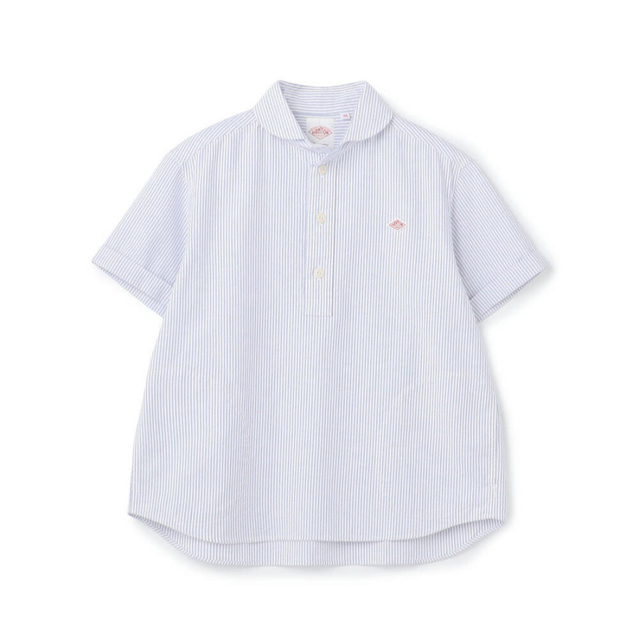 단톤 여성 옥스퍼드 라운드 카라 풀오버 패턴 반팔 셔츠 2컬러 DT-B0283 OXP DNB251L104-0006