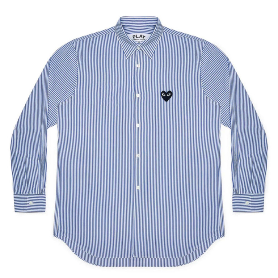 꼼데가르송 스트라이프 셔츠 블랙와펜 남녀공용 패턴 A AX-B018-051