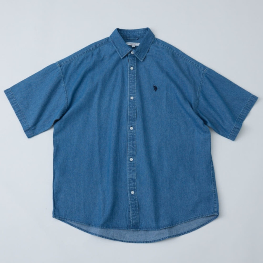 퍼블럭스 U.S. POLO ASSN. 유에스폴로에센 별주 자수 데님 쇼트 슬리브 셔츠 3컬러 3105291600005