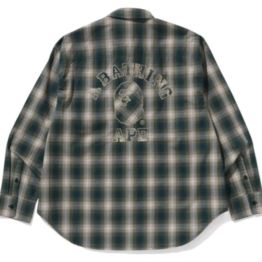 베이프 옴브레 체크 컬리지 릴렉스 핏 셔츠 3컬러 1L30131005