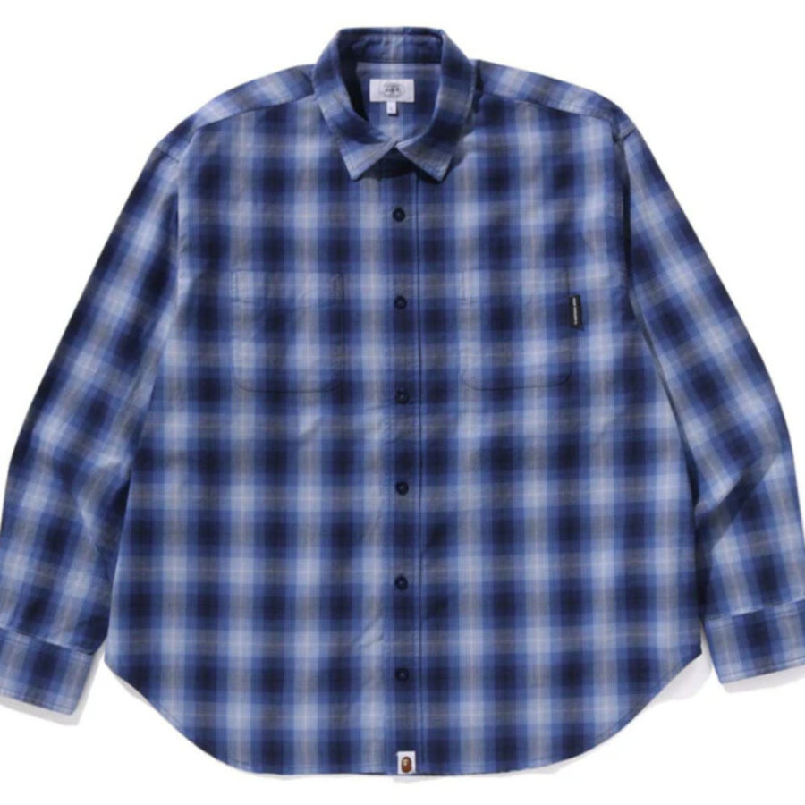 베이프 옴브레 체크 컬리지 릴렉스 핏 셔츠 3컬러 1L30131005