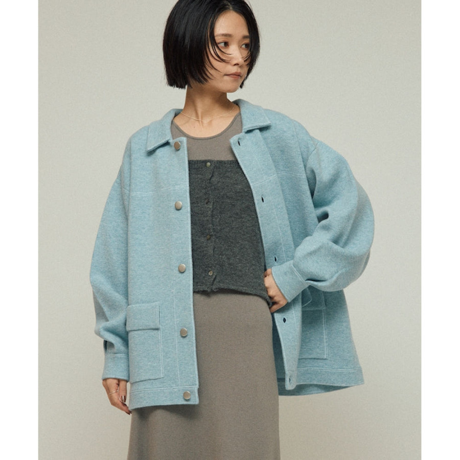 퍼스트핸드 오버사이즈 울 혼방 니트 커버올 배색 스티치 니트 자켓 3컬러 3432234400021