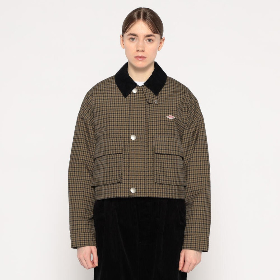 단톤 여성 나일론 투사 숏 재킷 체크 브라운계1 DT-A0522 PNN DNB252L101-0003