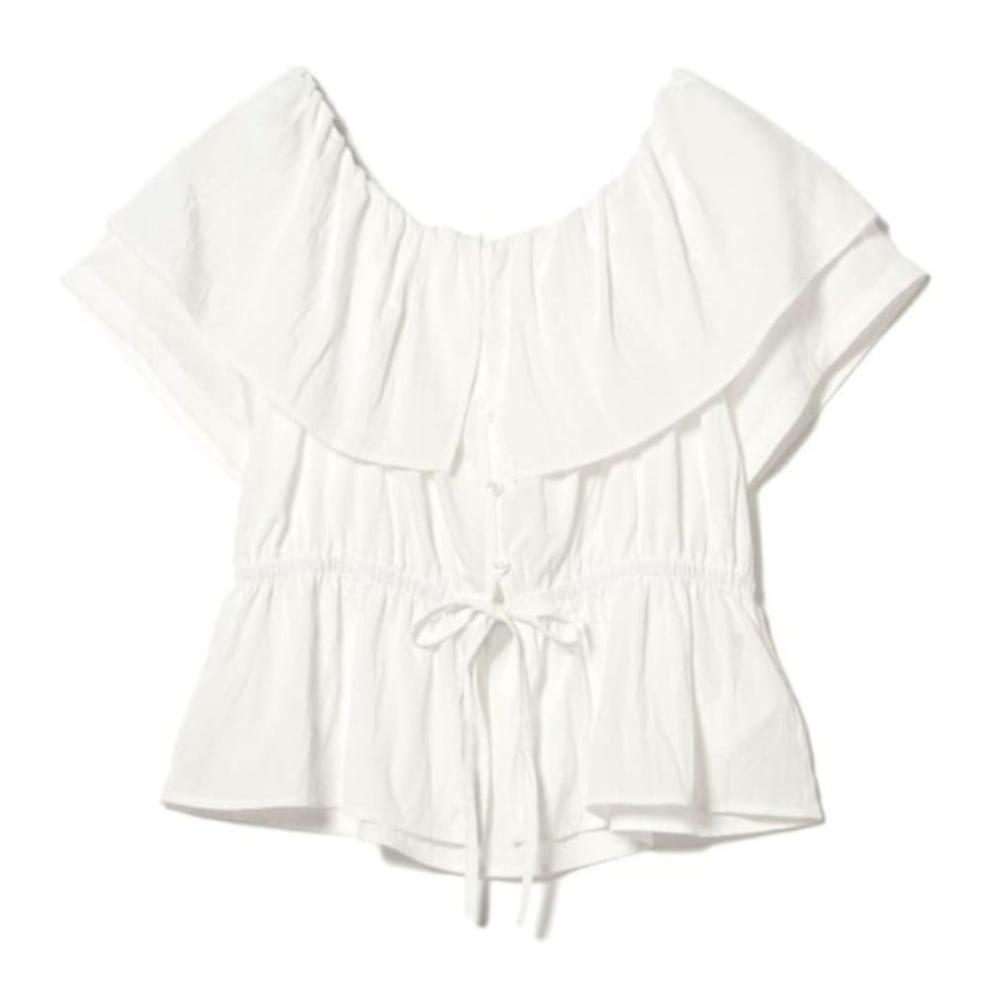 레이 빔즈 러플 카라 오프 더 숄더 블라우스 3컬러 61-01-0940-462